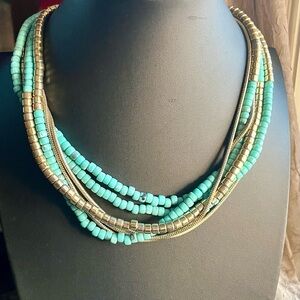 Georgio Armani Turquoise & Gold Bead Necklace